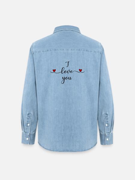 Ich liebe Dich - Frauen Jeanshemd Organic von Stanley/Stella - verwaschenes Hellblau