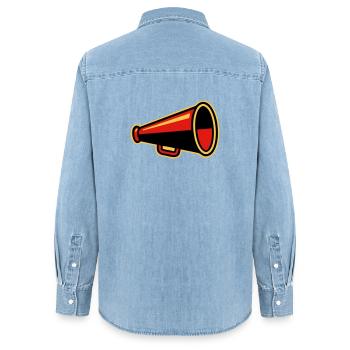 Icône des Ultras du Mégaphone Rouge - Chemise en denim femme bio Stanley/Stella - bleu clair délavé - Dos - AI Model Female 172 light (172cm)
