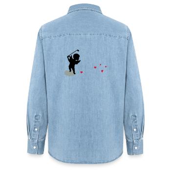 golf_engel - Frauen Jeanshemd Organic von Stanley/Stella - verwaschenes Hellblau - Hinten - AI Model Female 172 light (172cm)