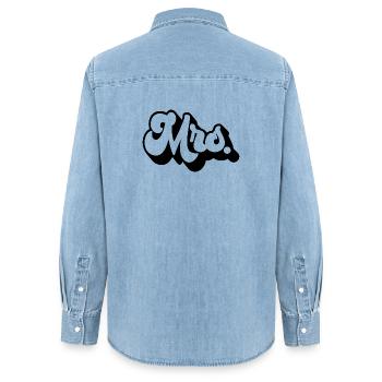 Mme Matching Couple Fiançailles Mariage Lune de miel - Chemise en denim femme bio Stanley/Stella - bleu clair délavé - Dos - AI Model Female 172 light (172cm)