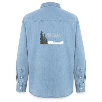 Arbres au pays des merveilles d’hiver - Chemise en denim femme bio Stanley/Stella - bleu clair délavé - Dos - AI Model Female 172 light (172cm)