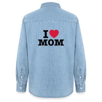 i love mom - i heart mom - i liebe mutti mama - Frauen Jeanshemd Organic von Stanley/Stella - verwaschenes Hellblau - Hinten - AI Model Female 172 light (172cm)