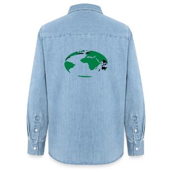 Erde - Frauen Jeanshemd Organic von Stanley/Stella - verwaschenes Hellblau - Hinten - AI Model Female 172 light (172cm)