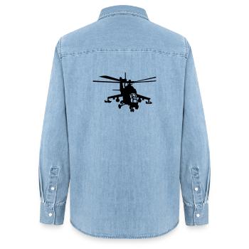 Hubschrauber Mi-24 - Frauen Jeanshemd Organic von Stanley/Stella - verwaschenes Hellblau - Hinten - AI Model Female 172 light (172cm)