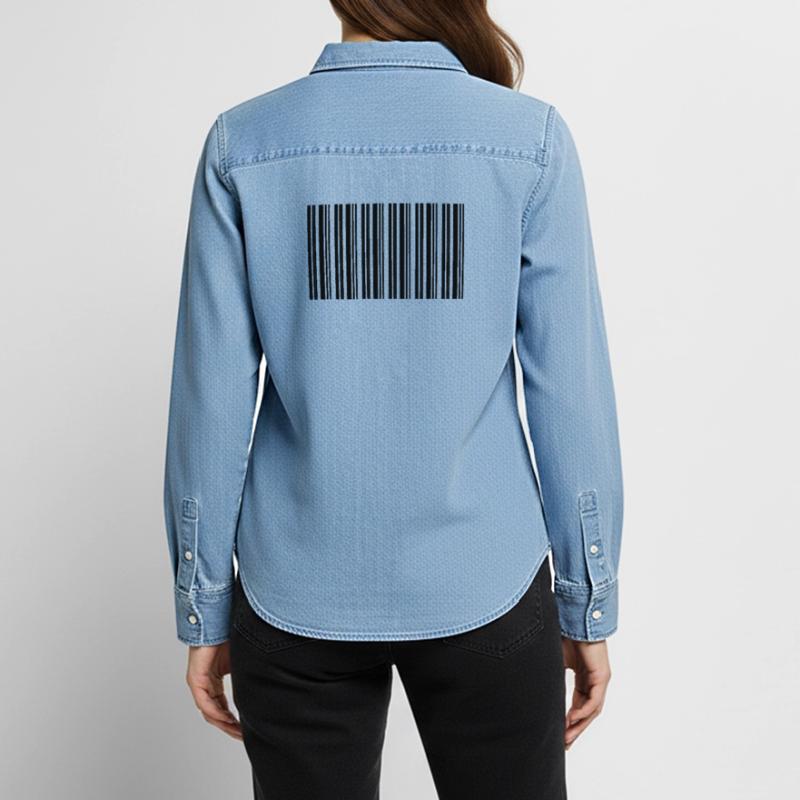 Barcode Strichcode Nerd IT Technik Design Frauen Jeanshemd Organic von Stanley/Stella