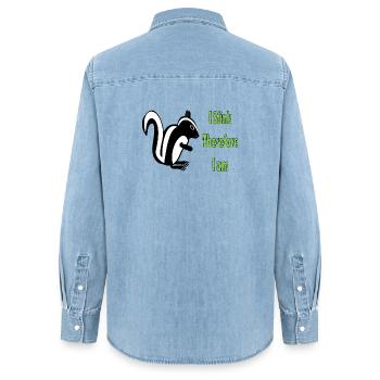 Humorous Skunk Philosophy Quote Design - Women’s Organic Denim Shirt by Stanley/Stella - light wash - Back - AI Model Female 172 light (172cm)
