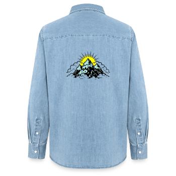 Montagnes Alpes Nature - Chemise en denim femme bio Stanley/Stella - bleu clair délavé - Dos - AI Model Female 172 light (172cm)