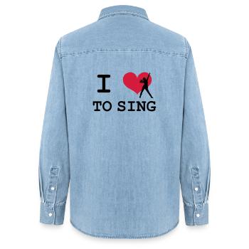 I Love To Sing - Women’s Organic Denim Shirt by Stanley/Stella - light wash - Back - AI Model Female 172 light (172cm)