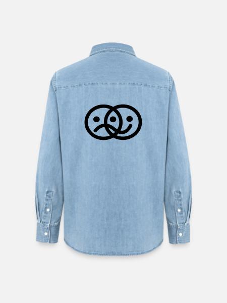 Smiley-Gesicht düster und fröhlich - Frauen Jeanshemd Organic von Stanley/Stella - verwaschenes Hellblau