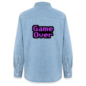  Game Over Pixel Retro - Frauen Jeanshemd Organic von Stanley/Stella - verwaschenes Hellblau - Hinten - AI Model Female 172 light (172cm)