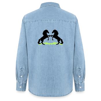Chevaux - Chemise en denim femme bio Stanley/Stella - bleu clair délavé - Dos - AI Model Female 172 light (172cm)