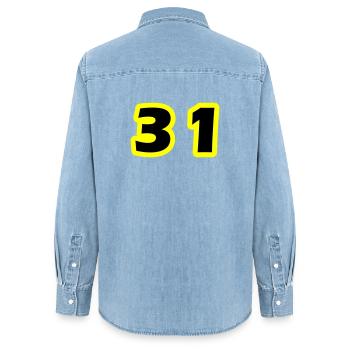 Symbole du chiffre 31 - Chemise en denim femme bio Stanley/Stella - bleu clair délavé - Dos - AI Model Female 172 light (172cm)