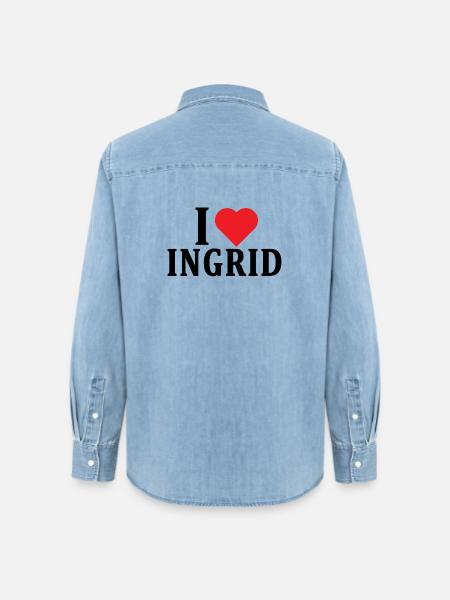 T-Shirt Ich liebe Ingrid T-Shirt Geschenkidee - Frauen Jeanshemd Organic von Stanley/Stella - verwaschenes Hellblau