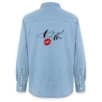 Danke  - Frauen Jeanshemd Organic von Stanley/Stella - verwaschenes Hellblau - Hinten - AI Model Female 172 light (172cm)