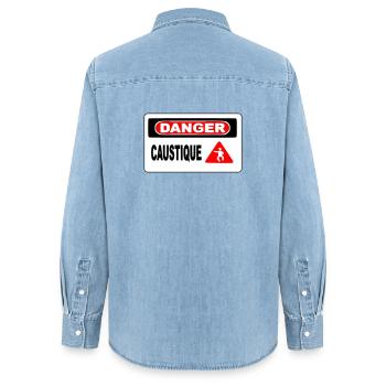 Panneau Danger Caustique - Chemise en denim femme bio Stanley/Stella - bleu clair délavé - Dos - AI Model Female 172 light (172cm)