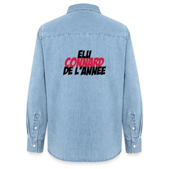 Elu Connard de l'année ! - Chemise en denim femme bio Stanley/Stella - bleu clair délavé - Dos - AI Model Female 172 light (172cm)