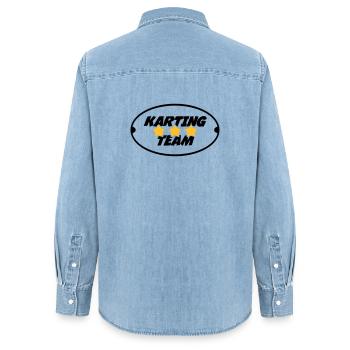 Go-Kart / Karting / Kart / Fahrer - Frauen Jeanshemd Organic von Stanley/Stella - verwaschenes Hellblau - Hinten - AI Model Female 172 light (172cm)