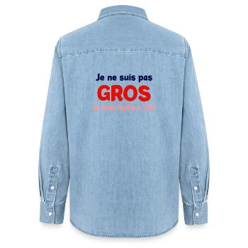 Je ne suis pas gros humour - Chemise en denim femme bio Stanley/Stella - bleu clair délavé - Dos - AI Model Female 172 light (172cm)