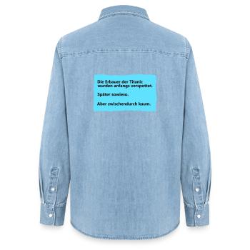 Titanic - Frauen Jeanshemd Organic von Stanley/Stella - verwaschenes Hellblau - Hinten - AI Model Female 172 light (172cm)