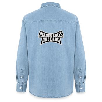Gender Roles Are Dead Statement Freedom Saying - Women’s Organic Denim Shirt by Stanley/Stella - light wash - Back - AI Model Female 172 light (172cm)