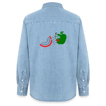 Fruit - Chemise en denim femme bio Stanley/Stella - bleu clair délavé - Dos - AI Model Female 172 light (172cm)