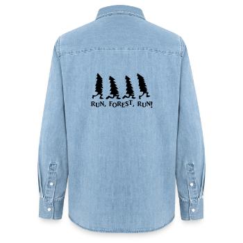 Run Forest Run Weihnachten - Frauen Jeanshemd Organic von Stanley/Stella - verwaschenes Hellblau - Hinten - AI Model Female 172 light (172cm)