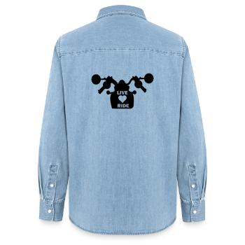 Motorrad mein Leben, meine Liebe, Motorradfahren - Frauen Jeanshemd Organic von Stanley/Stella - verwaschenes Hellblau - Hinten - AI Model Female 172 light (172cm)