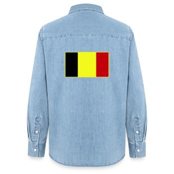 Anpassbare dreifarbige Flagge - Frauen Jeanshemd Organic von Stanley/Stella - verwaschenes Hellblau - Hinten - AI Model Female 172 light (172cm)