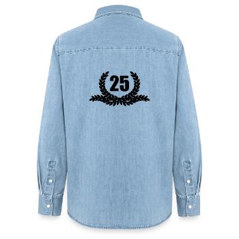 Lauwerkrans 25 ANS - Chemise en denim femme bio Stanley/Stella - bleu clair délavé - Dos - AI Model Female 172 light (172cm)
