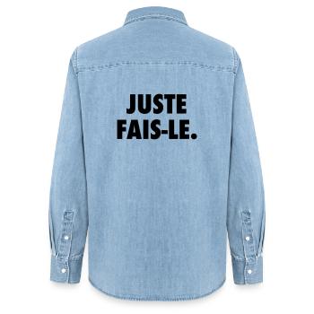 Juste fais le - Chemise en denim femme bio Stanley/Stella - bleu clair délavé - Dos - AI Model Female 172 light (172cm)