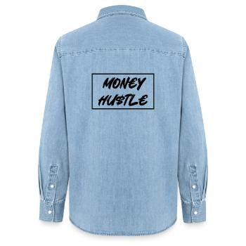 MON€Y HU$TL€ - Frauen Jeanshemd Organic von Stanley/Stella - verwaschenes Hellblau - Hinten - AI Model Female 172 light (172cm)