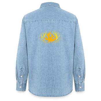 Symbole de la flamme rayonnante – design puissant - Chemise en denim femme bio Stanley/Stella - bleu clair délavé - Dos - AI Model Female 172 light (172cm)