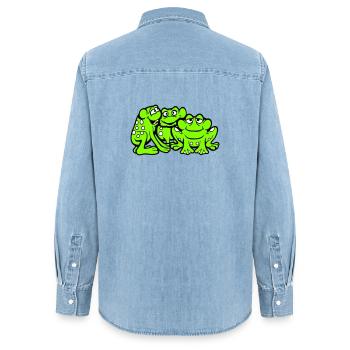 3 Frösche Team Kröte Freunde Cool Crew Lustig süß - Frauen Jeanshemd Organic von Stanley/Stella - verwaschenes Hellblau - Hinten - AI Model Female 172 light (172cm)