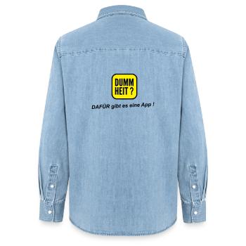 App dumm - Frauen Jeanshemd Organic von Stanley/Stella - verwaschenes Hellblau - Hinten - AI Model Female 172 light (172cm)
