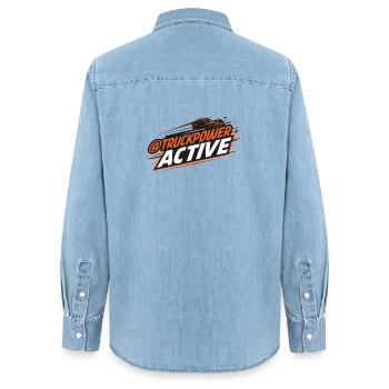 TruckPower Logo für aktives Fahren - Frauen Jeanshemd Organic von Stanley/Stella - verwaschenes Hellblau - Hinten - AI Model Female 172 light (172cm)