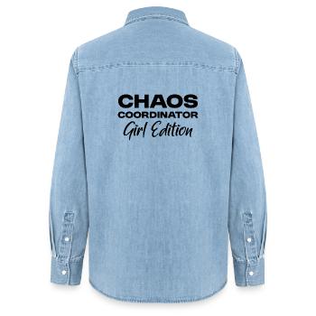 Chaos Coordinator - Girl Edition - Girl Mom - Women’s Organic Denim Shirt by Stanley/Stella - light wash - Back - AI Model Female 172 light (172cm)