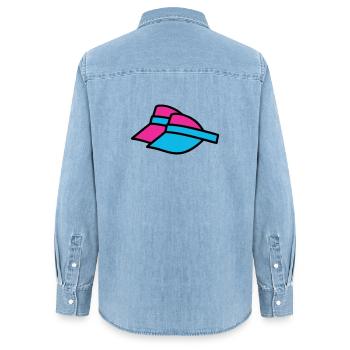 Visières Rétro des Sun Visors des années 90 - Chemise en denim femme bio Stanley/Stella - bleu clair délavé - Dos - AI Model Female 172 light (172cm)