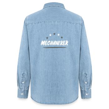 Mechanic Profession - Women’s Organic Denim Shirt by Stanley/Stella - light wash - Back - AI Model Female 172 light (172cm)