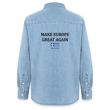 Rendre l’Europe Grande à nouveau – Grèce - Chemise en denim femme bio Stanley/Stella - bleu clair délavé - Dos - AI Model Female 172 light (172cm)