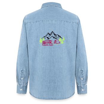 Urlaub in den Bergen - Frauen Jeanshemd Organic von Stanley/Stella - verwaschenes Hellblau - Hinten - AI Model Female 172 light (172cm)