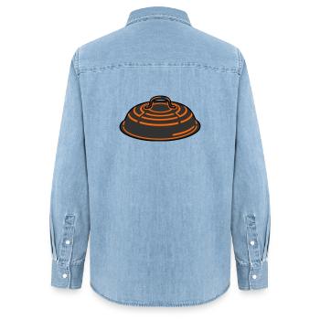 Grill Lit BBQ Smoker Grillmeister Fête des pères - Chemise en denim femme bio Stanley/Stella - bleu clair délavé - Dos - AI Model Female 172 light (172cm)
