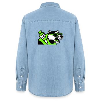 Badger Schoolbag Mascot - Women’s Organic Denim Shirt by Stanley/Stella - light wash - Back - AI Model Female 172 light (172cm)