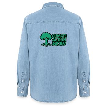 Baumwurzel Klima Natur Logo - Frauen Jeanshemd Organic von Stanley/Stella - verwaschenes Hellblau - Hinten - AI Model Female 172 light (172cm)