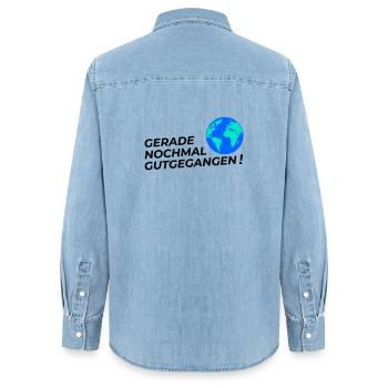 Went well again - Women’s Organic Denim Shirt by Stanley/Stella - light wash - Back - AI Model Female 172 light (172cm)