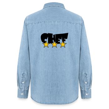 Chef Étoilé : Design 3 Étoiles Gastronomie - Chemise en denim femme bio Stanley/Stella - bleu clair délavé - Dos - AI Model Female 172 light (172cm)