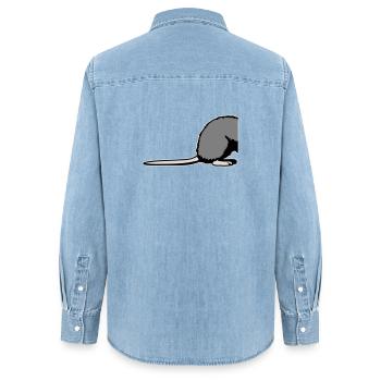 Ratte Rückseite Halb Lustig Schwanz Nagetier Tier - Frauen Jeanshemd Organic von Stanley/Stella - verwaschenes Hellblau - Hinten - AI Model Female 172 light (172cm)