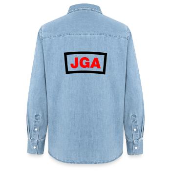 Enterrement de vie de garçon - Chemise en denim femme bio Stanley/Stella - bleu clair délavé - Dos - AI Model Female 172 light (172cm)
