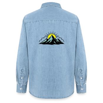 Mountains Clouds Peaks - Women’s Organic Denim Shirt by Stanley/Stella - light wash - Back - AI Model Female 172 light (172cm)