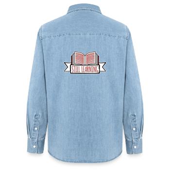 Still Learning Wachstum Schüler Motivation Spruch  - Frauen Jeanshemd Organic von Stanley/Stella - verwaschenes Hellblau - Hinten - AI Model Female 172 light (172cm)