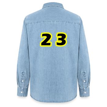 Symbole du chiffre 23 - Chemise en denim femme bio Stanley/Stella - bleu clair délavé - Dos - AI Model Female 172 light (172cm)